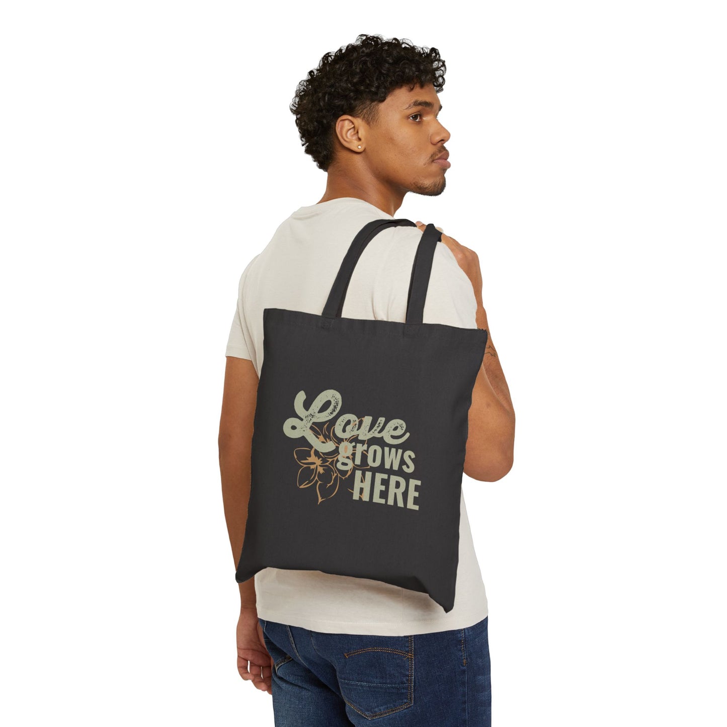 Love Grows Here Cotton Canvas Tote Bag