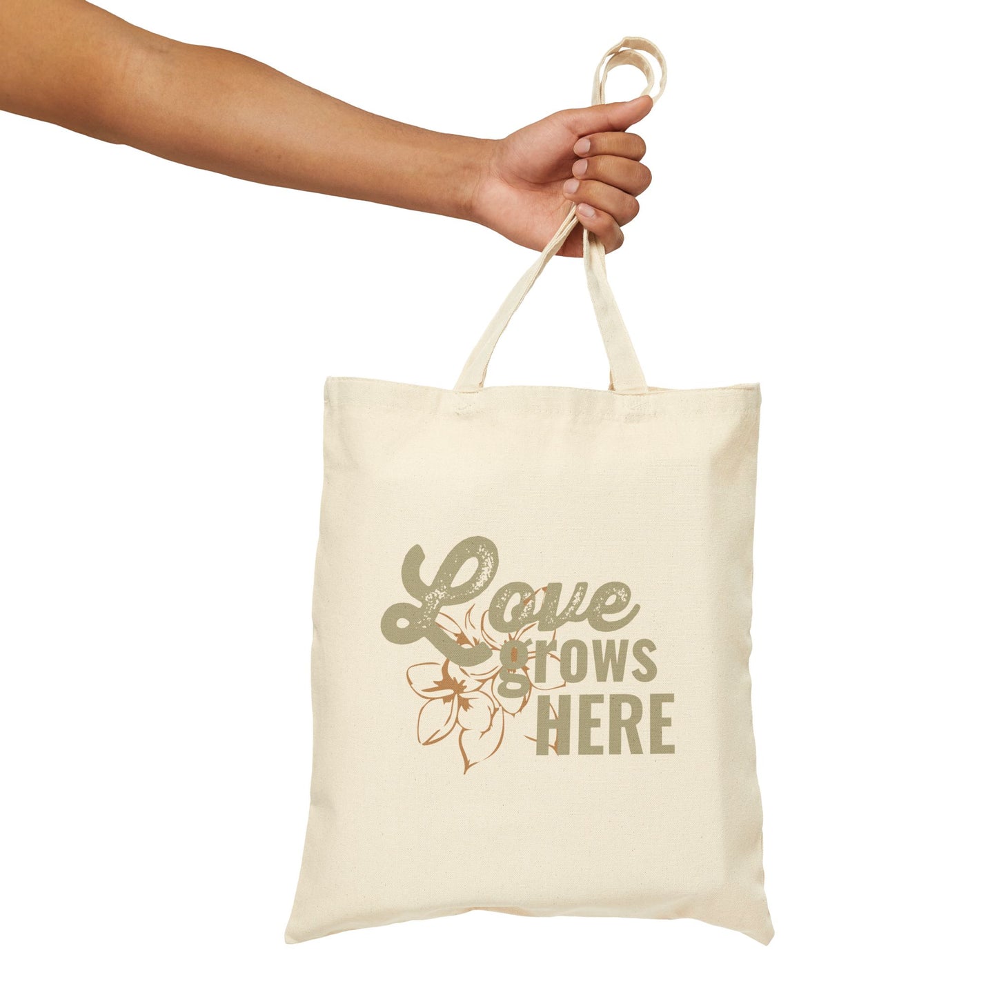 Love Grows Here Cotton Canvas Tote Bag