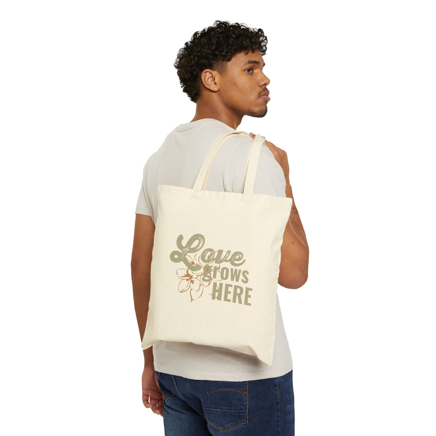 Love Grows Here Cotton Canvas Tote Bag
